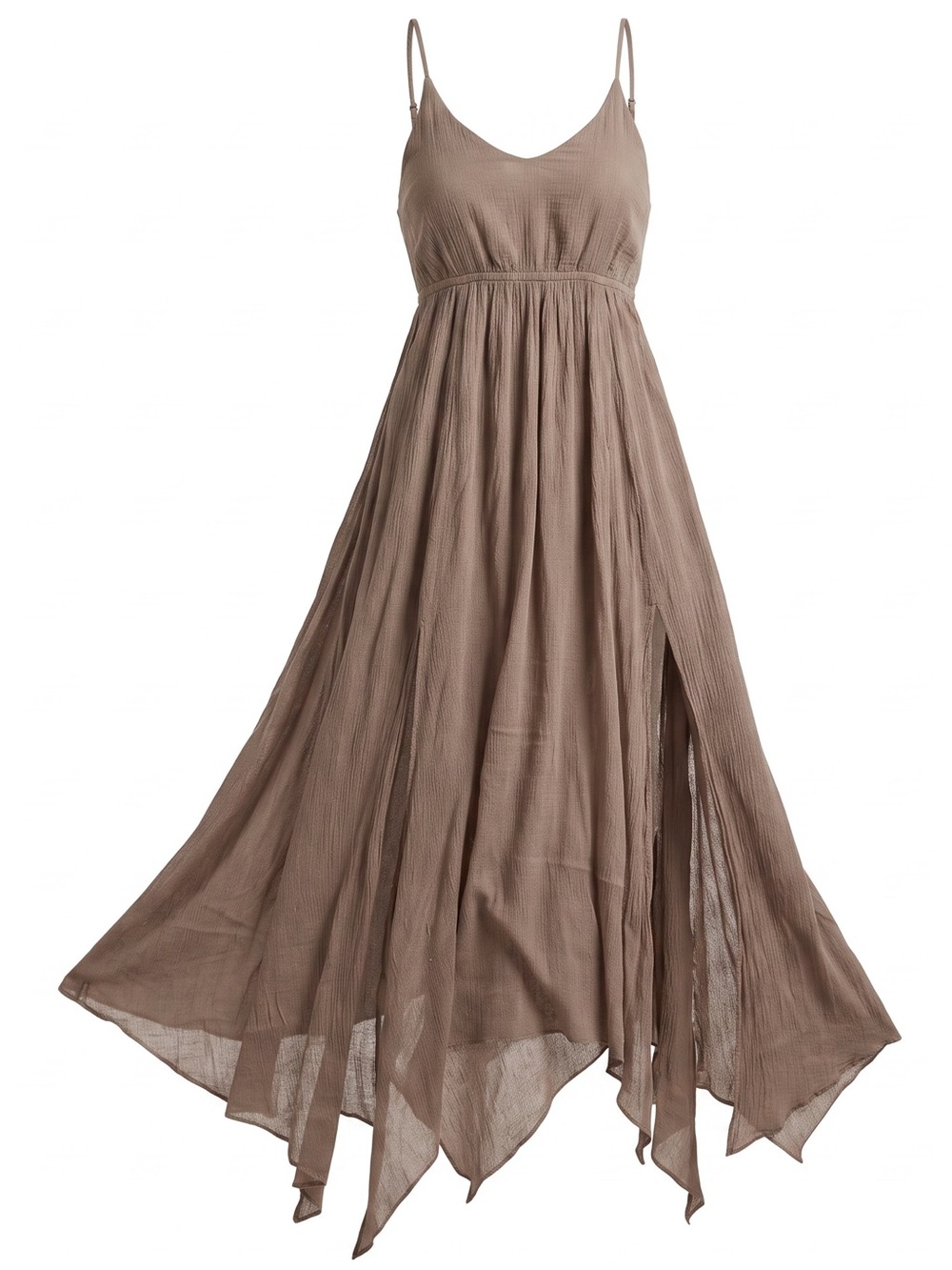 Ambiance Fairycore Boho Crinkle Gauze Maxi Dress Handkerchief Pixie Hem Size M